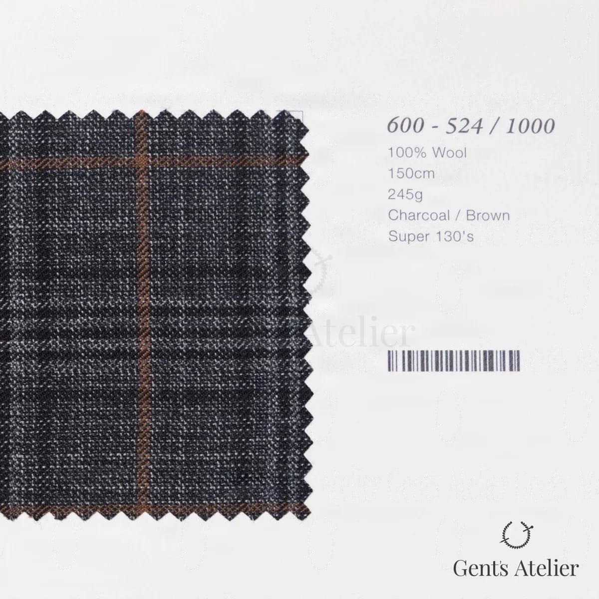 Образец ткани Marzoni 600 - 524 / 1000 с этикеткой — Тёмно-серый / Коричневый