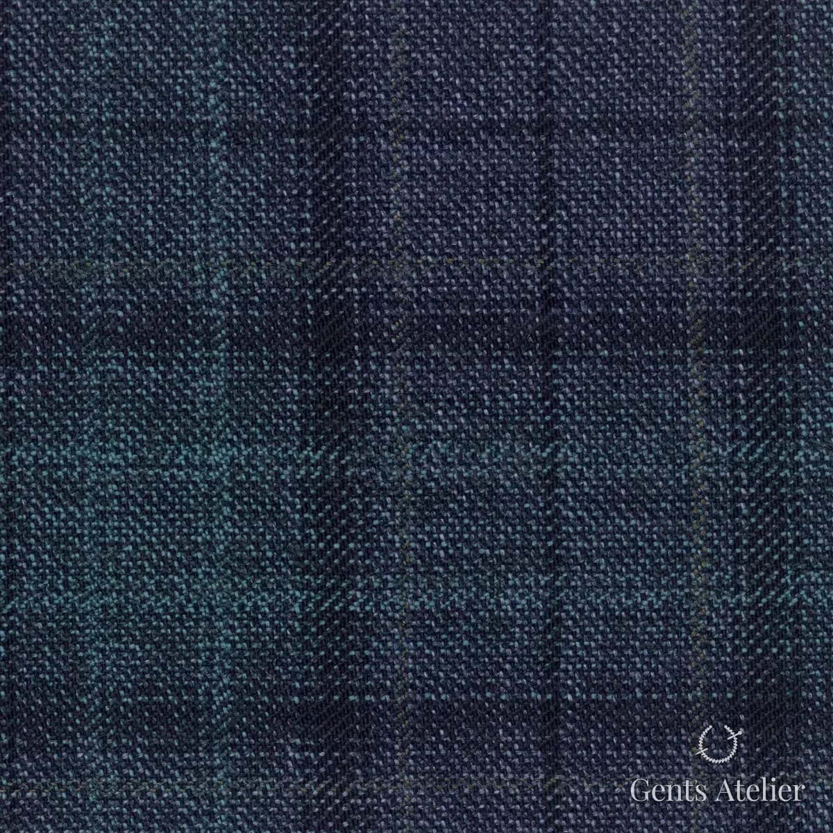 Костюмная ткань Marzoni 600 - 525 / 1000 — Синий / Зелёный, виндоупейн, 100% шерсть