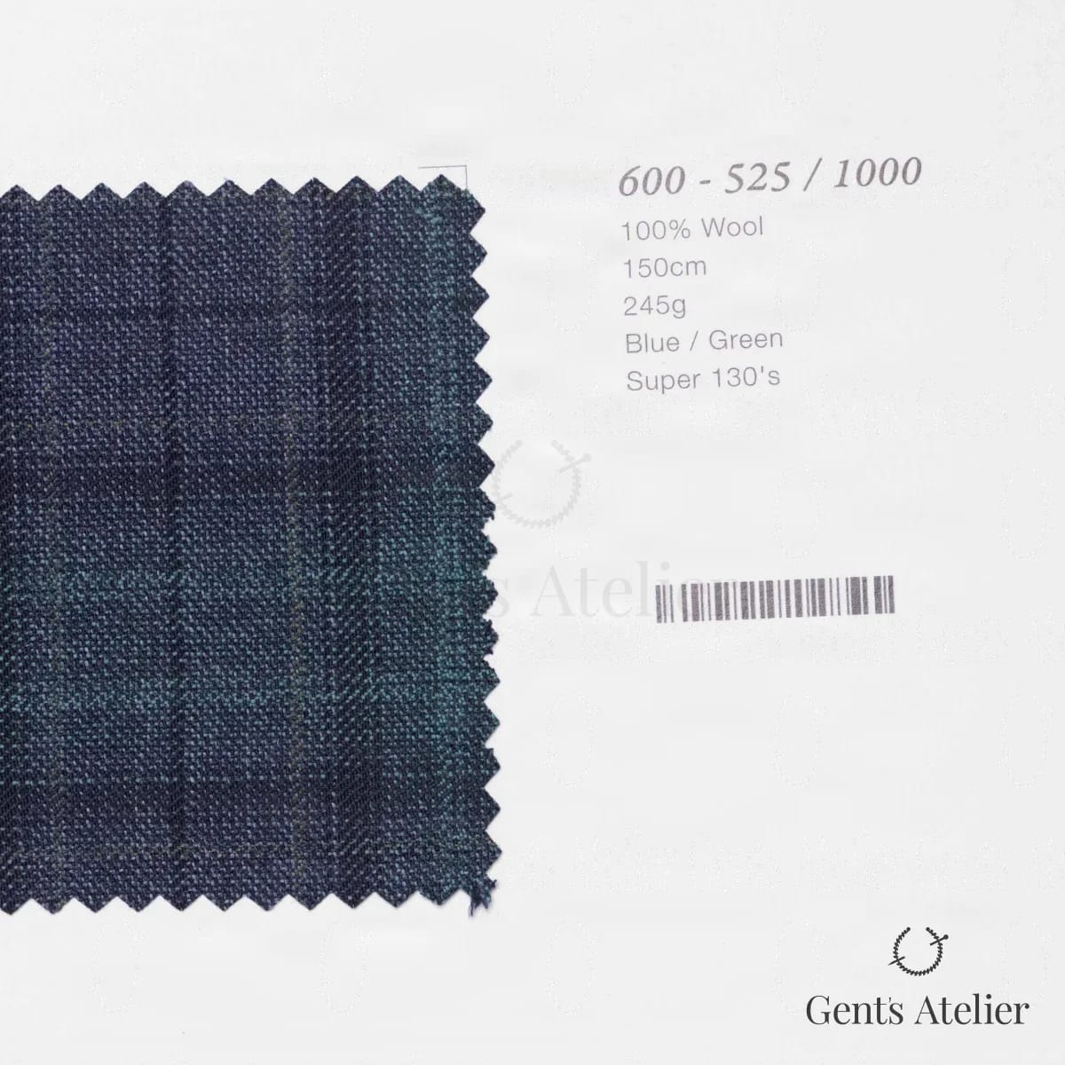 Образец ткани Marzoni 600 - 525 / 1000 с этикеткой — Синий / Зелёный