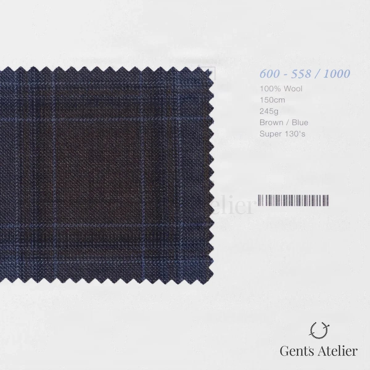 Образец ткани Marzoni 600 - 558 / 1000 с этикеткой — Коричневый / Синий
