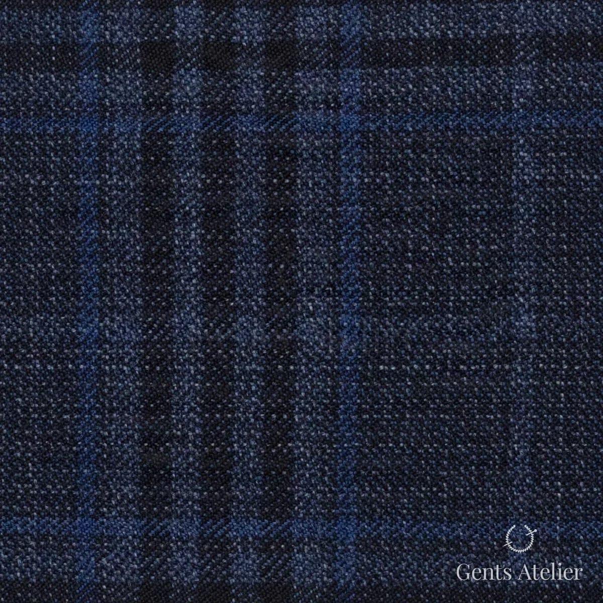 Костюмная ткань Marzoni 600 - 560 / 1000 — Синий / Угольный, виндоупейн, 100% шерсть