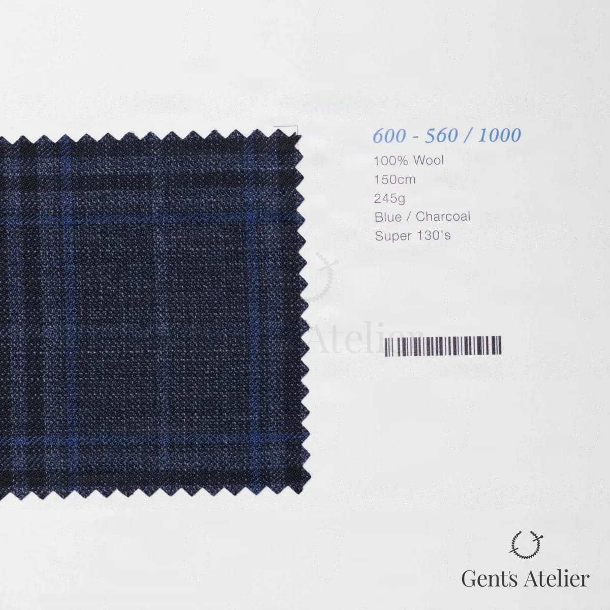 Образец ткани Marzoni 600 - 560 / 1000 с этикеткой — Синий / Угольный