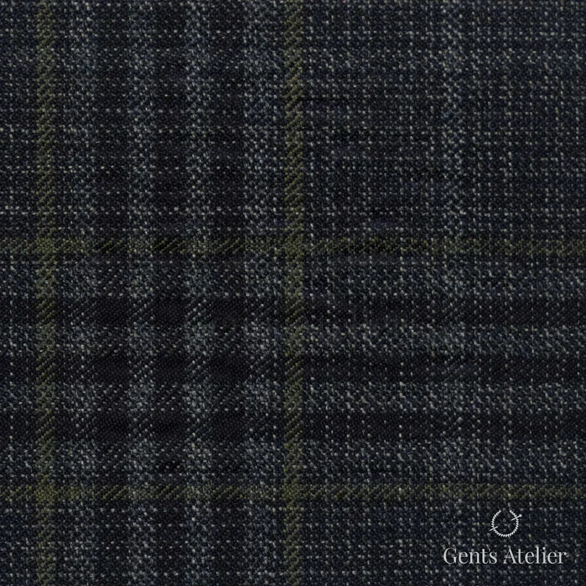 Костюмная ткань Marzoni 600 - 561 / 1000 — Тёмно-серый / Оливковый, ёлочка, 100% шерсть