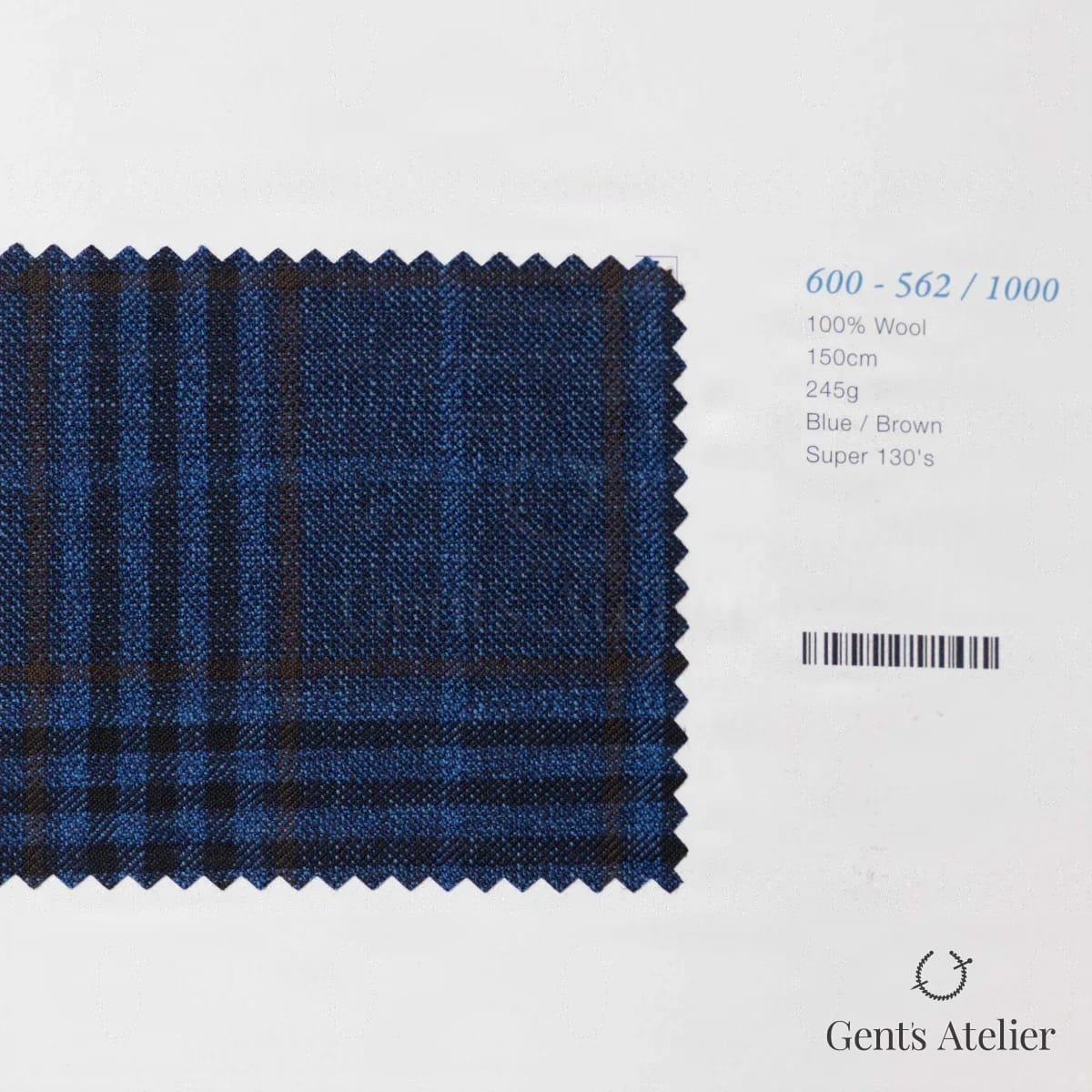 Образец ткани Marzoni 600 - 562 / 1000 с этикеткой — Синий / Коричневый