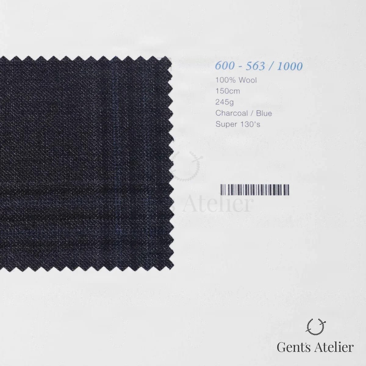 Образец ткани Marzoni 600 - 563 / 1000 с этикеткой — Угольный / Синий