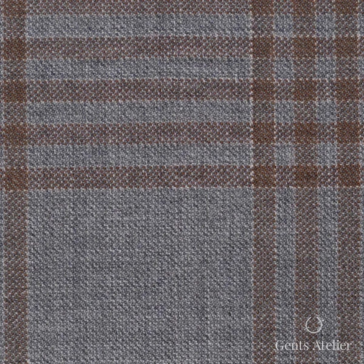 Костюмная ткань Marzoni 600 - 565 / 1000 — Серый / Коричневый, виндоупейн, 100% шерсть