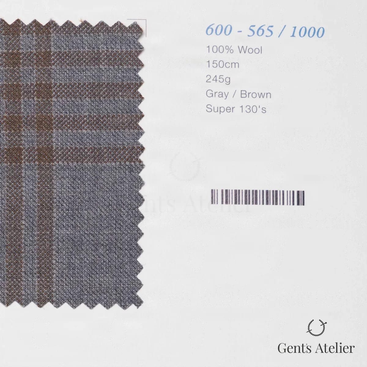 Образец ткани Marzoni 600 - 565 / 1000 с этикеткой — Серый / Коричневый