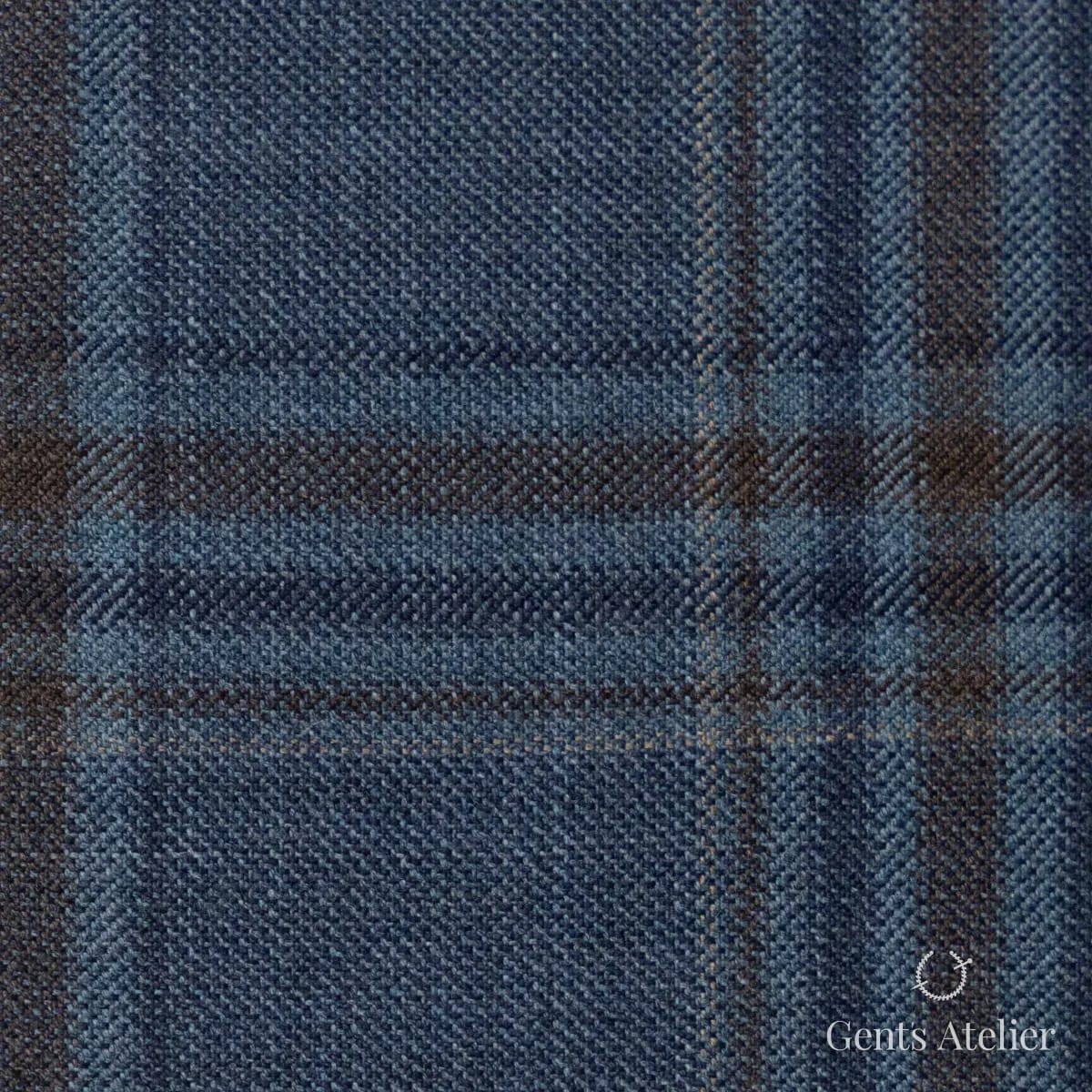 Костюмная ткань Marzoni 600 - 568 / 1000 — Синий / Коричневый, виндоупейн, 100% шерсть