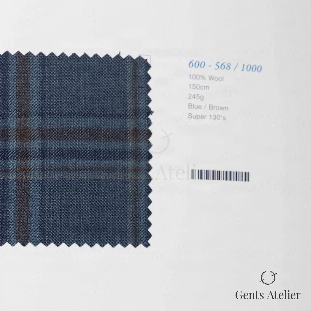 Образец ткани Marzoni 600 - 568 / 1000 с этикеткой — Синий / Коричневый