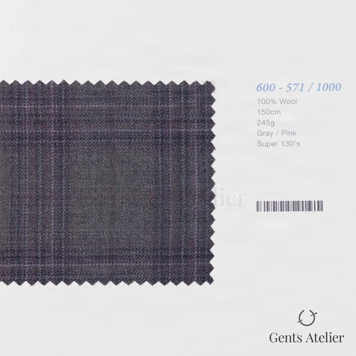 Образец ткани Marzoni 600 - 571 / 1000 с этикеткой — Серый / Розовый