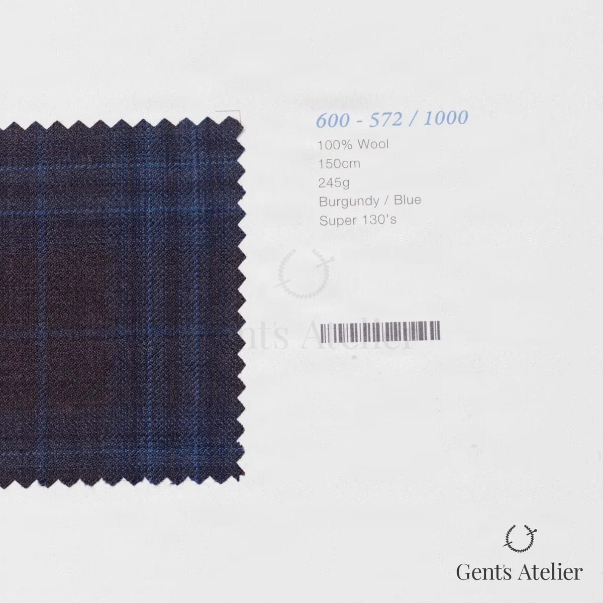 Образец ткани Marzoni 600 - 572 / 1000 с этикеткой — Бордовый / Синий