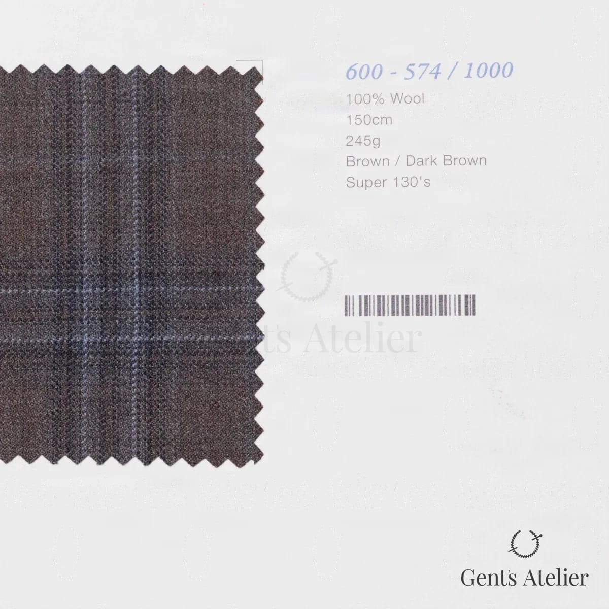 Образец ткани Marzoni 600 - 574 / 1000 с этикеткой — Коричневый / Тёмно-коричневый