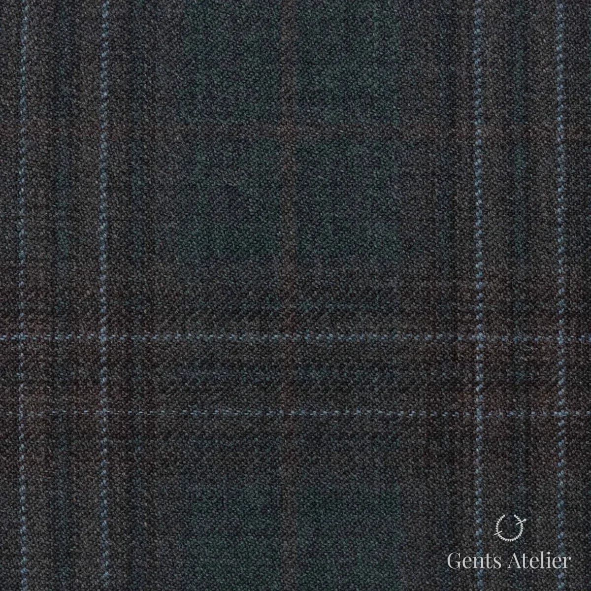 Костюмная ткань Marzoni 600 - 575 / 1000 — Зелёный / Коричневый, виндоупейн, 100% шерсть