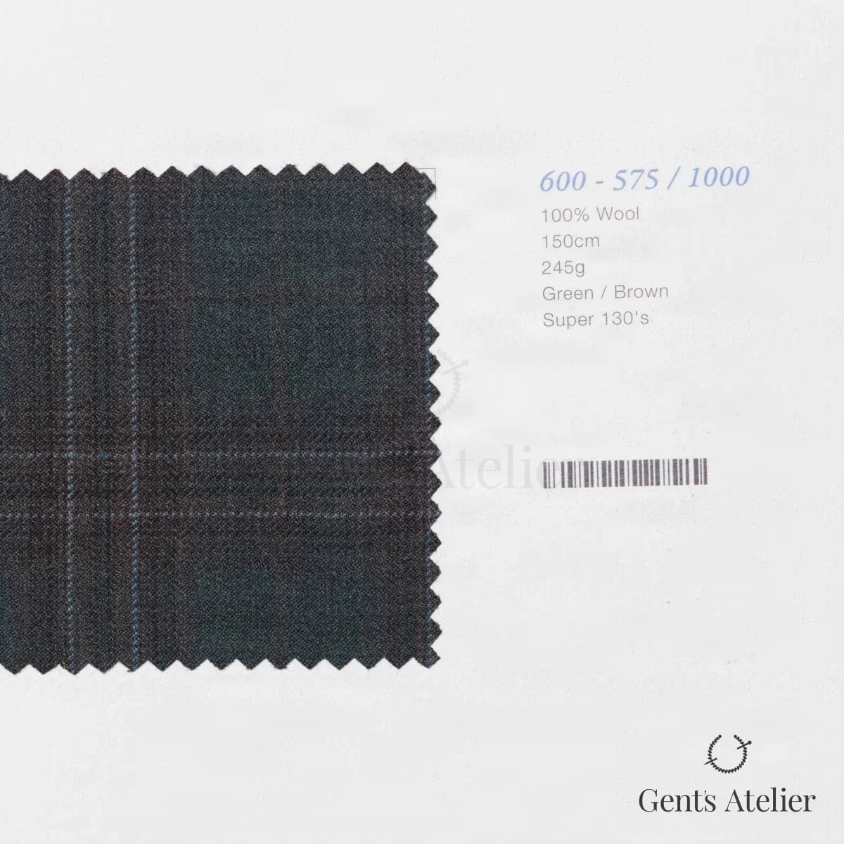 Образец ткани Marzoni 600 - 575 / 1000 с этикеткой — Зелёный / Коричневый