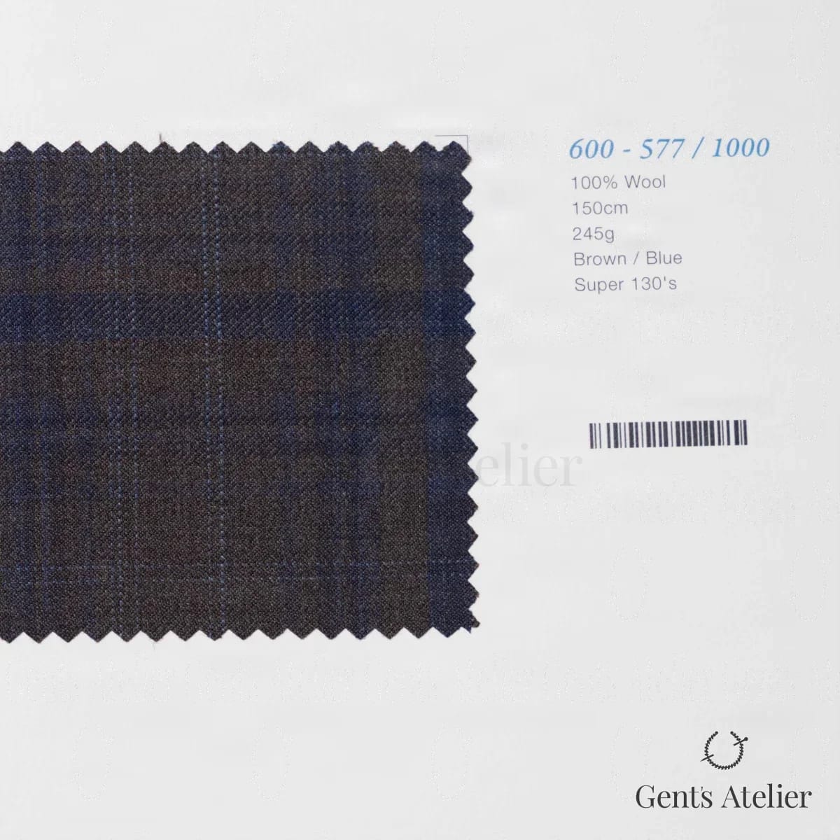 Образец ткани Marzoni 600 - 577 / 1000 с этикеткой — Коричневый / Синий