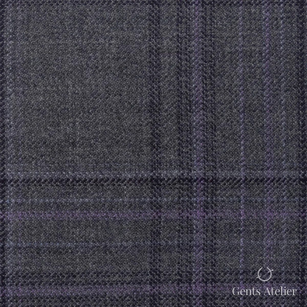 Костюмная ткань Marzoni 600 - 579 / 1000 — Серый / Фиолетовый, виндоупейн, 100% шерсть