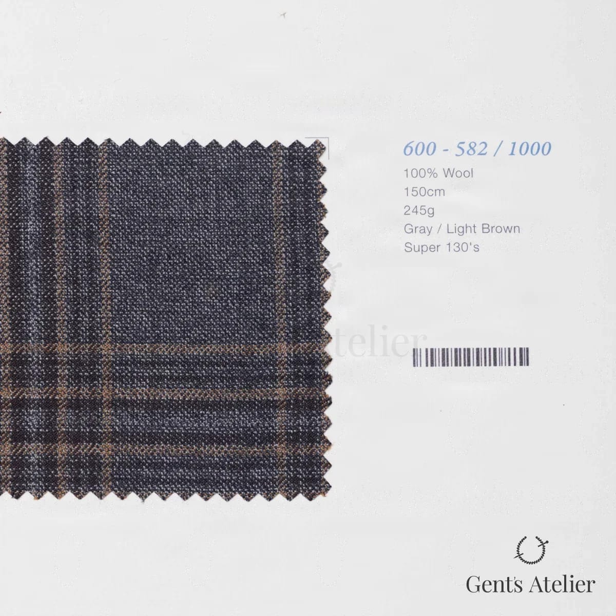 Образец ткани Marzoni 600 - 582 / 1000 с этикеткой — Серый / Светло-коричневый