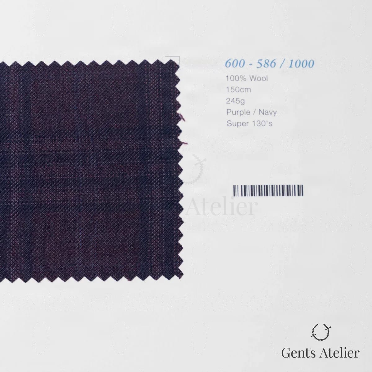 Образец ткани Marzoni 600 - 586 / 1000 с этикеткой — Фиолетовый / Тёмно-синий
