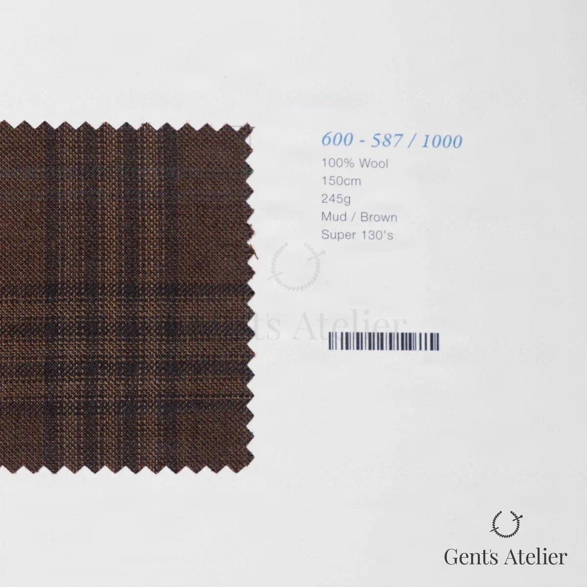 Образец ткани Marzoni 600 - 587 / 1000 с этикеткой — Грязно-коричневый / Коричневый