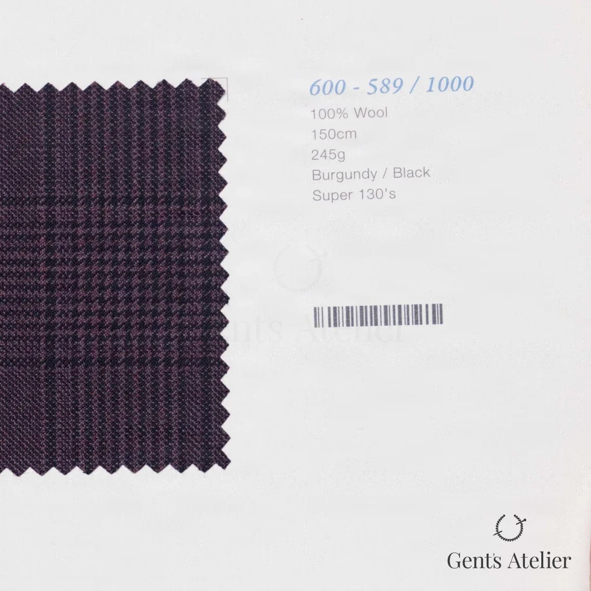 Образец ткани Marzoni 600 - 589 / 1000 с этикеткой — Бордовый / Чёрный