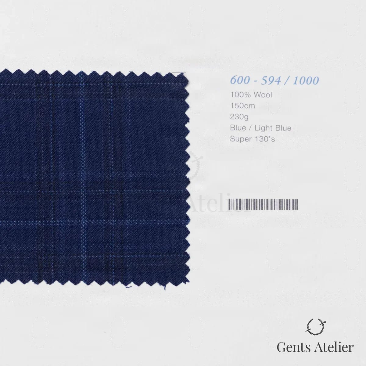 Образец ткани Marzoni 600 - 594 / 1000 с этикеткой — Синий / Голубой