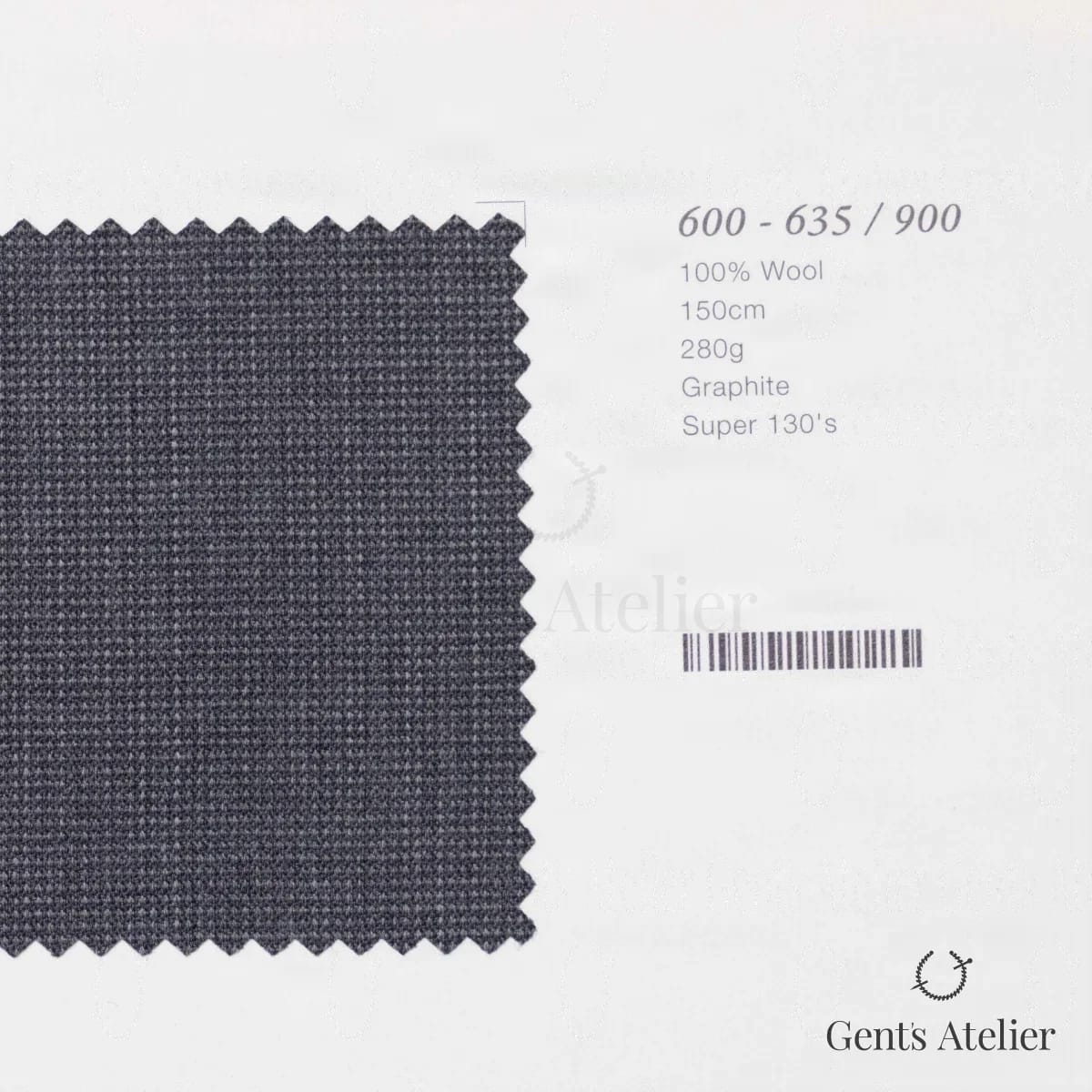 Образец ткани Marzoni 600 - 635 / 900 с этикеткой — Графитовый