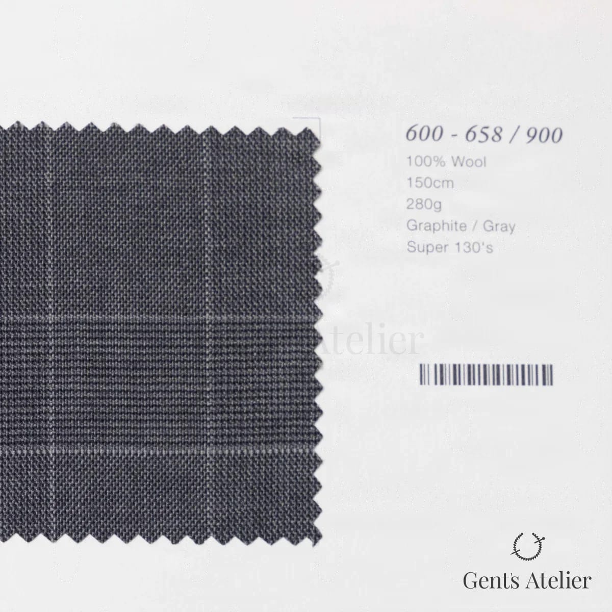 Образец ткани Marzoni 600 - 658 / 900 с этикеткой — Графит / Серый
