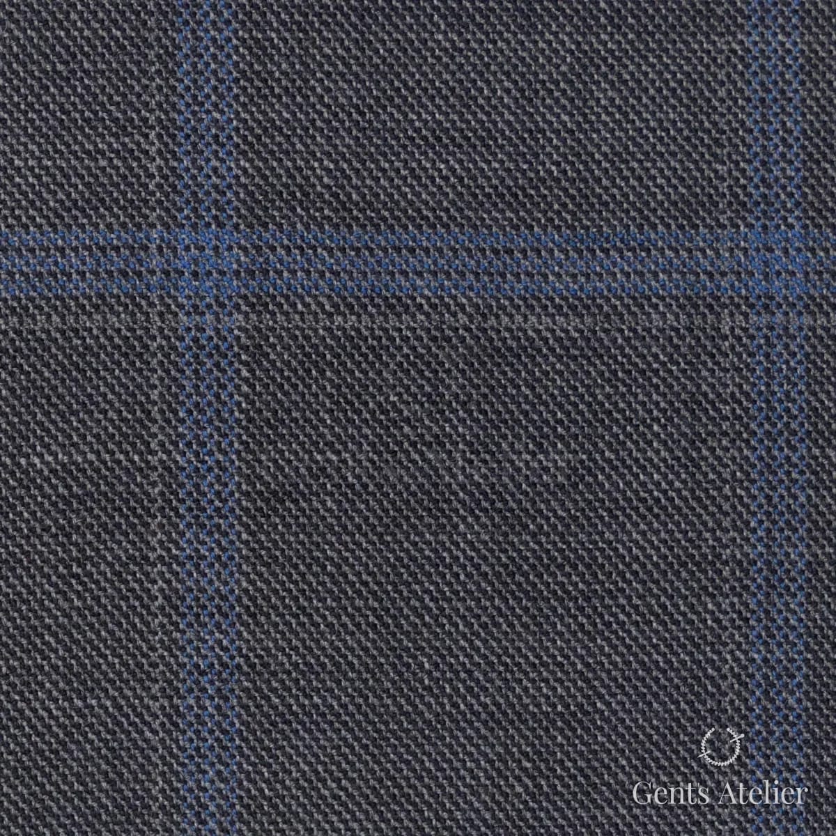 Костюмная ткань Marzoni 600 - 663 / 900 — Графитовый / Синий, виндоупейн, 100% шерсть
