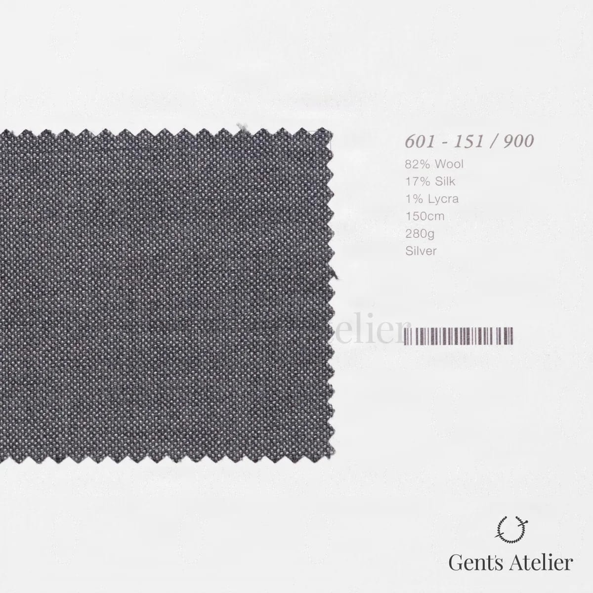 Образец ткани Marzoni 601 - 151 / 900 с этикеткой — Серебристый