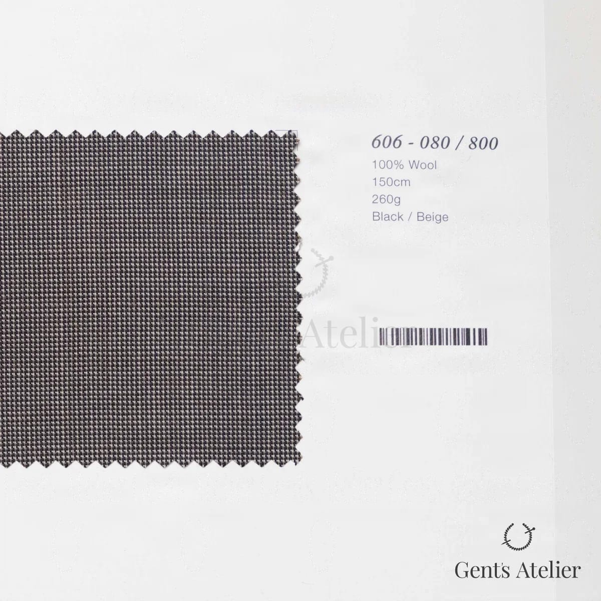 Образец ткани Marzoni 606 - 080 / 800 с этикеткой — Чёрный / Бежевый