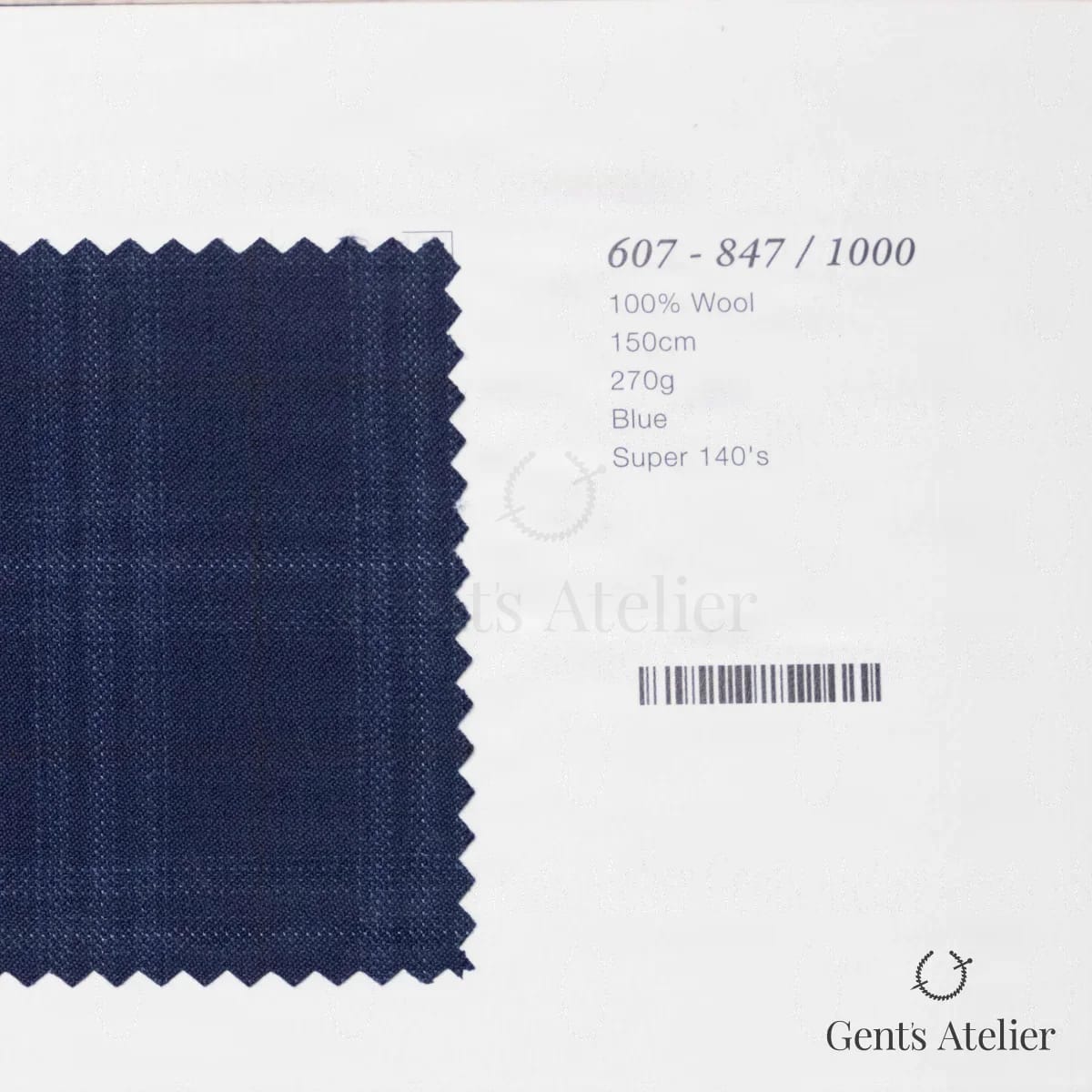 Образец ткани Marzoni 607 - 847 / 1000 с этикеткой — Синий