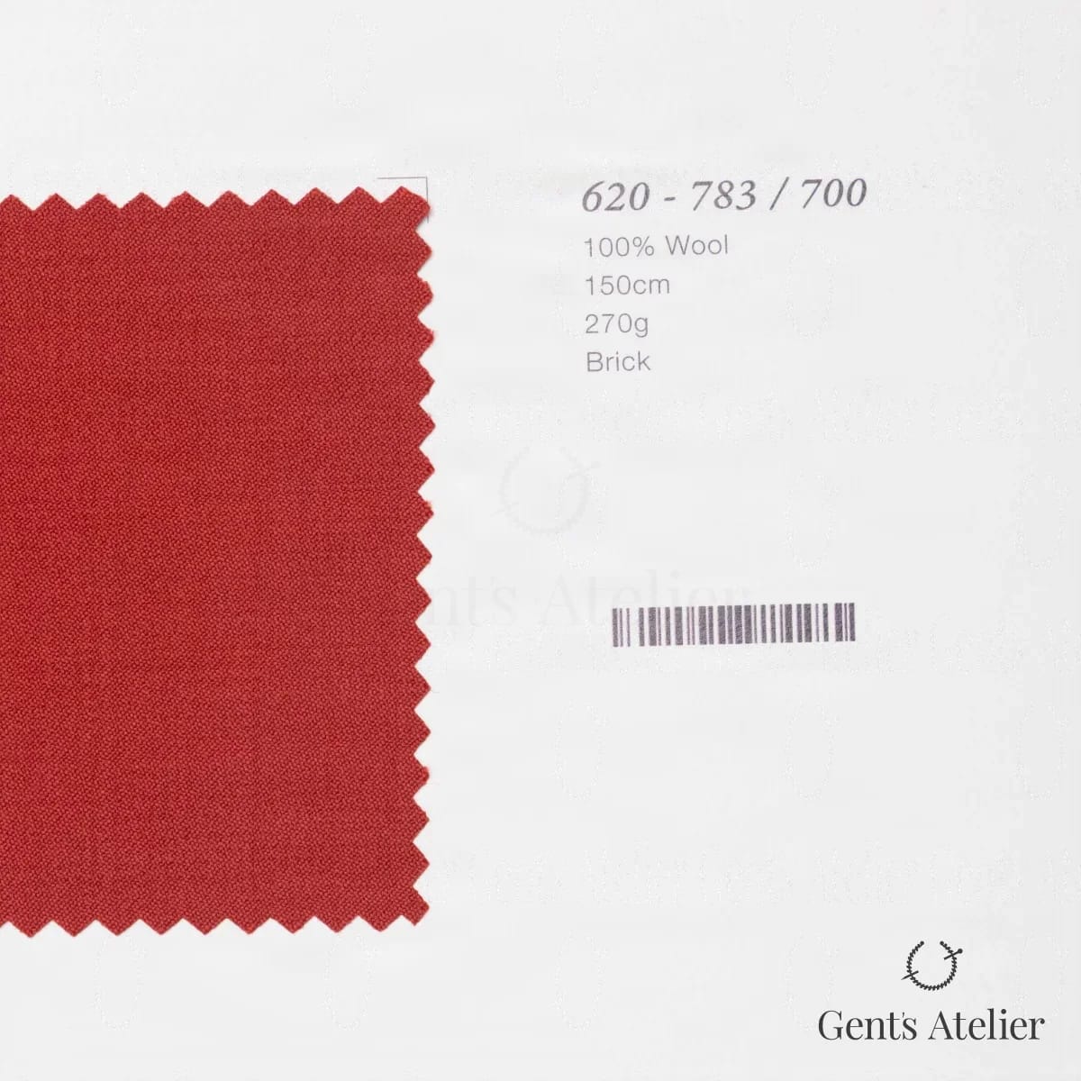 Образец ткани Marzoni 620 - 783 / 700 с этикеткой — Кирпичный