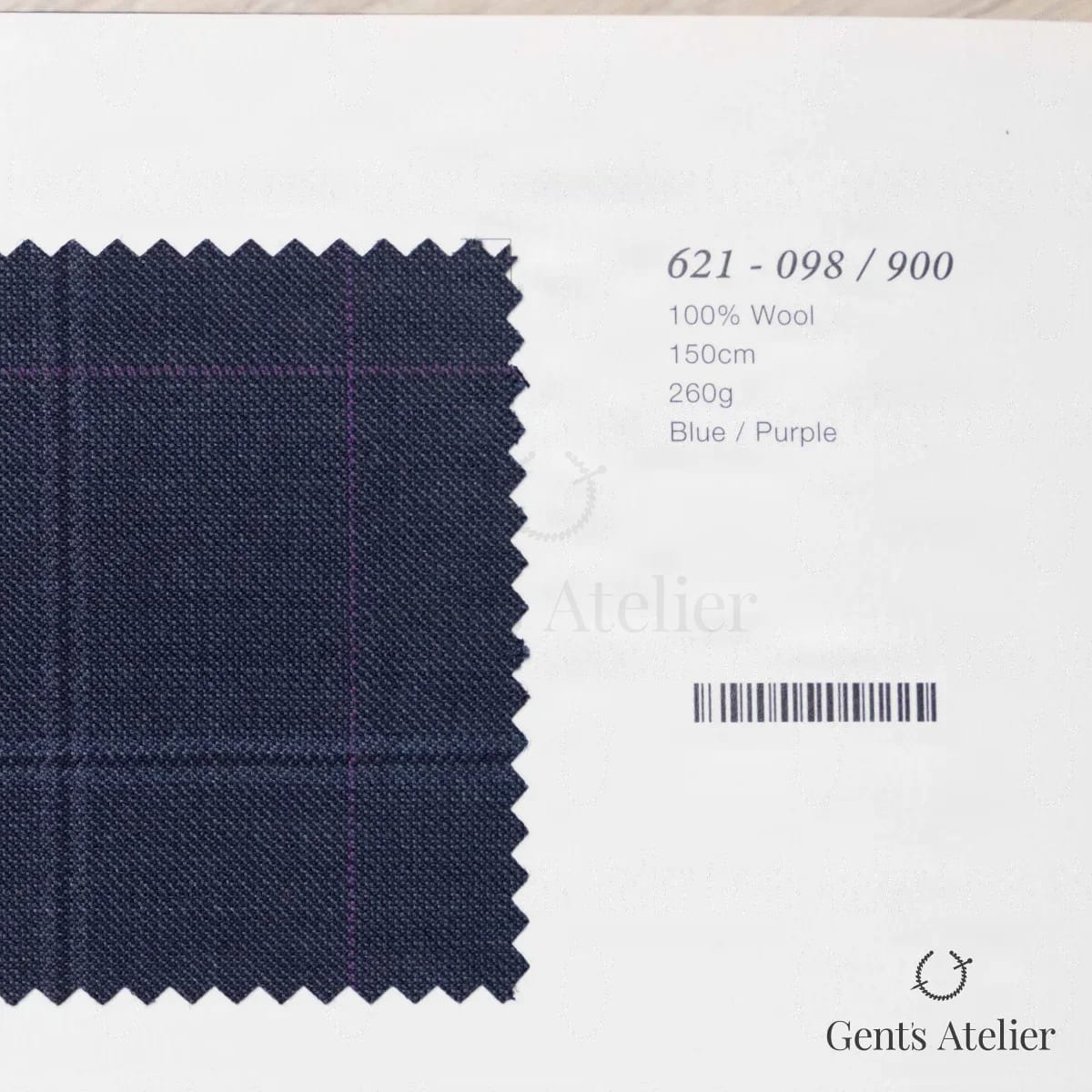 Образец ткани Marzoni 621 - 098 / 900 с этикеткой — Синий / Фиолетовый