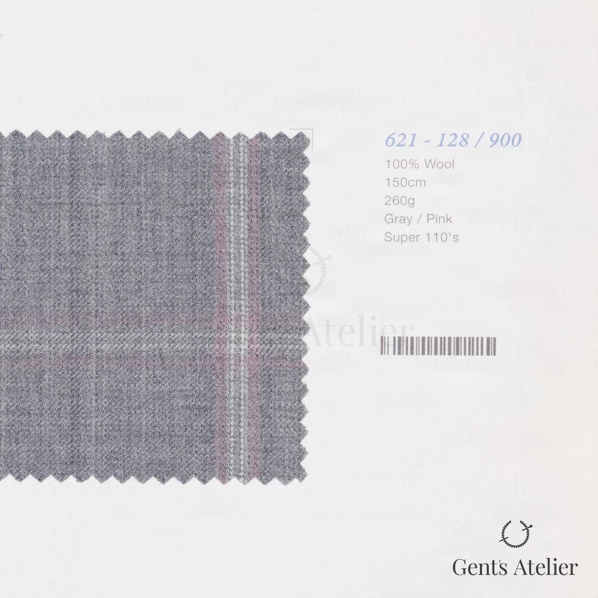 Образец ткани Marzoni 621 - 128 / 900 с этикеткой — Серый / Розовый