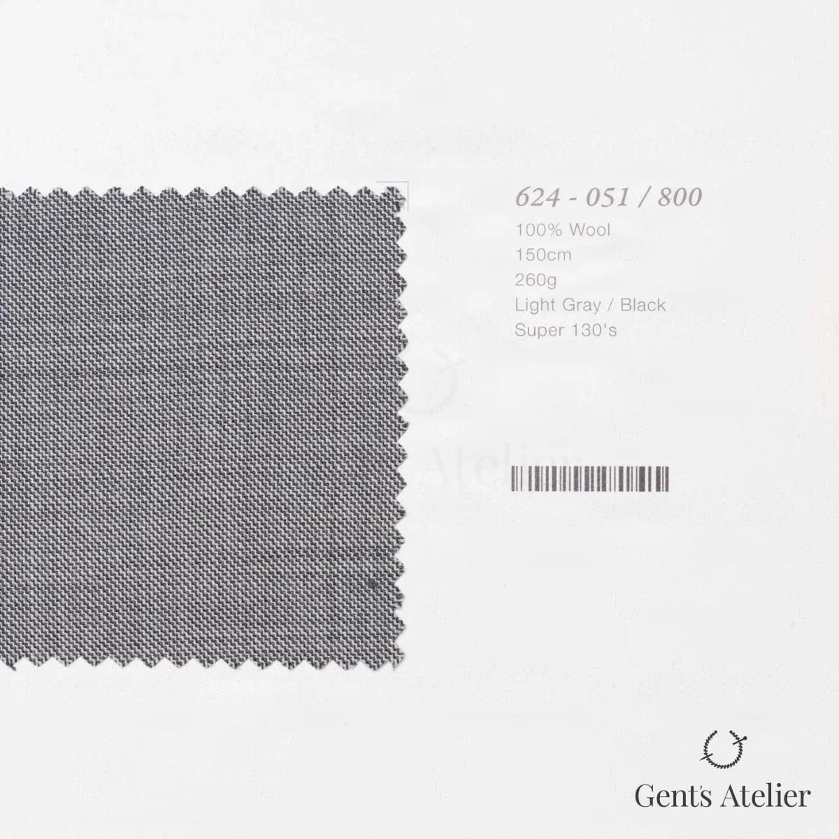 Образец ткани Marzoni 624 - 051 / 800 с этикеткой — Светло-серый / Чёрный
