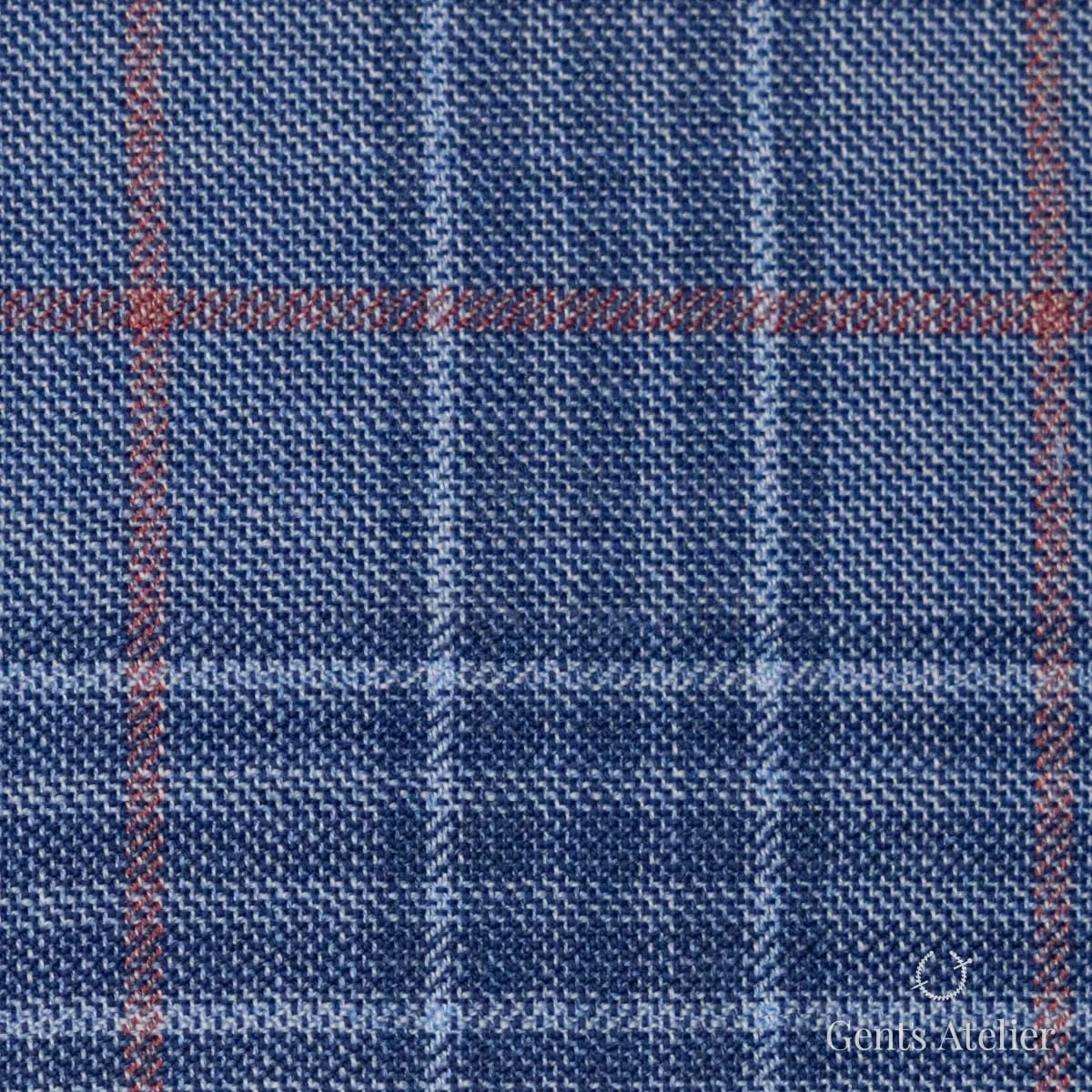 Костюмная ткань Marzoni 651 - 766 / 1200 — Синий / Красный, виндоупейн, 100% шерсть