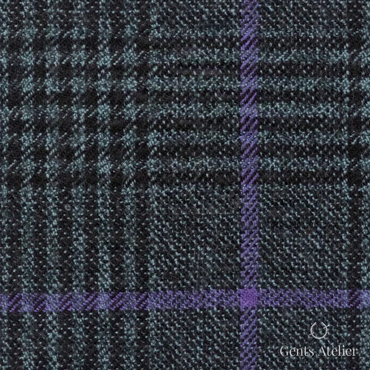 Костюмная ткань Marzoni 641 - 164 / 900 — Зелёный / Фиолетовый, в клетку, 100% шерсть