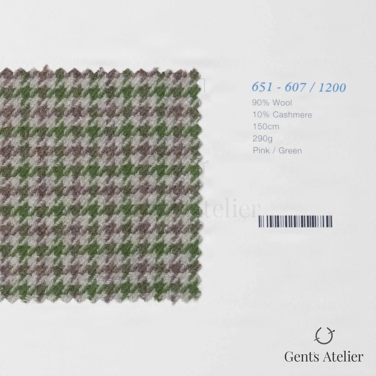 Образец ткани Marzoni 651 - 607 / 1200 с этикеткой — Розовый / Зелёный