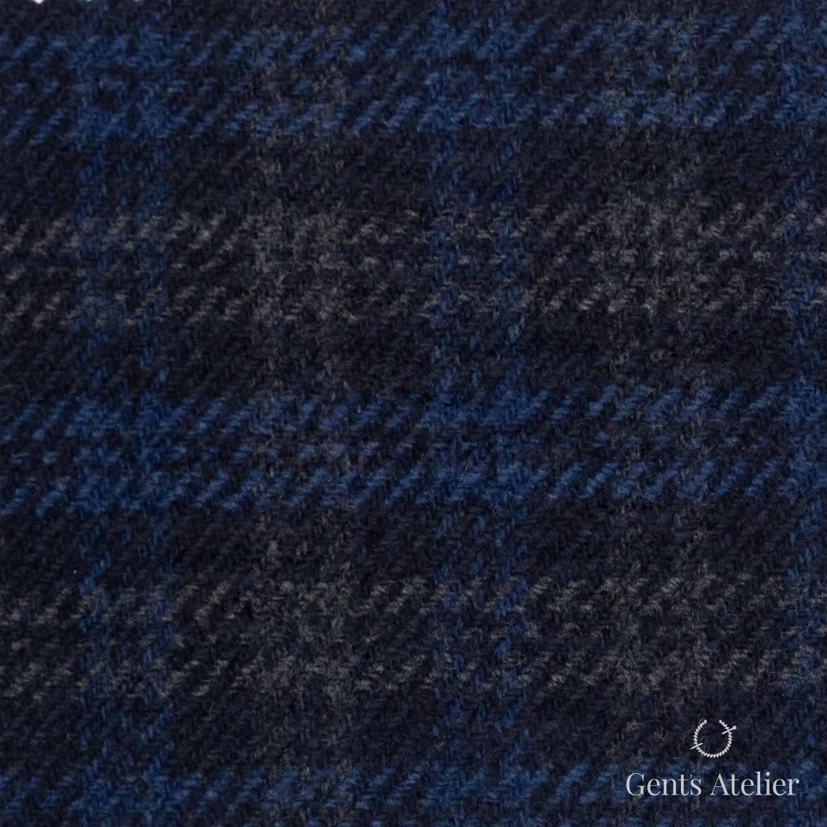 Костюмная ткань Marzoni 651 - 616 / 1200 — Тёмно-синий / Синий, ёлочка, 90% шерсть, 10% Cashmere