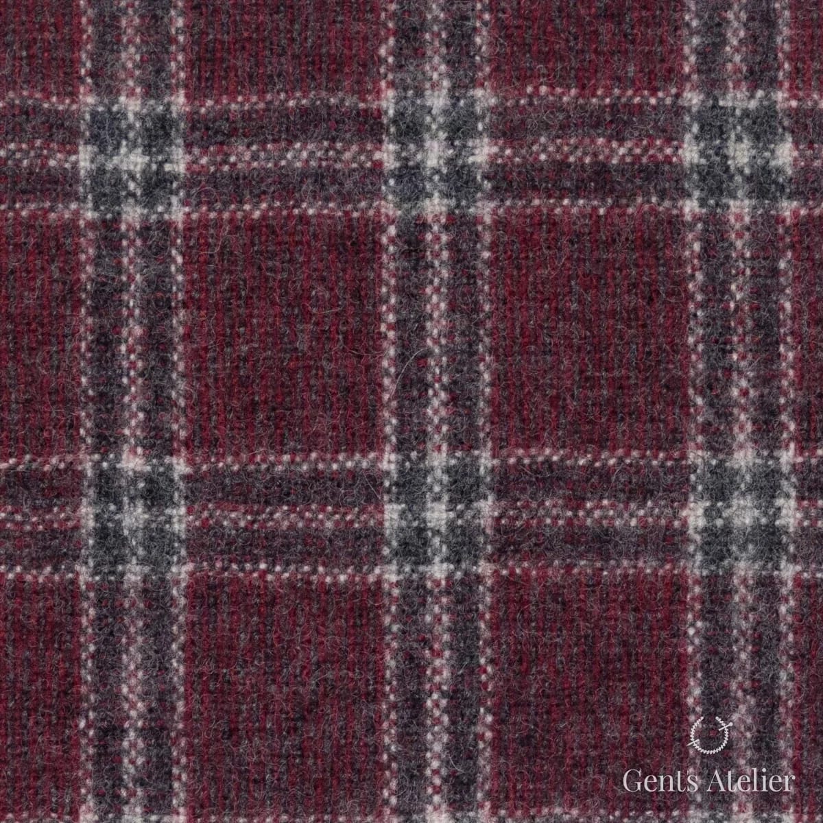 Костюмная ткань Marzoni 651 - 645 / 1200 — Бордовый / Зелёный, в клетку, 100% шерсть