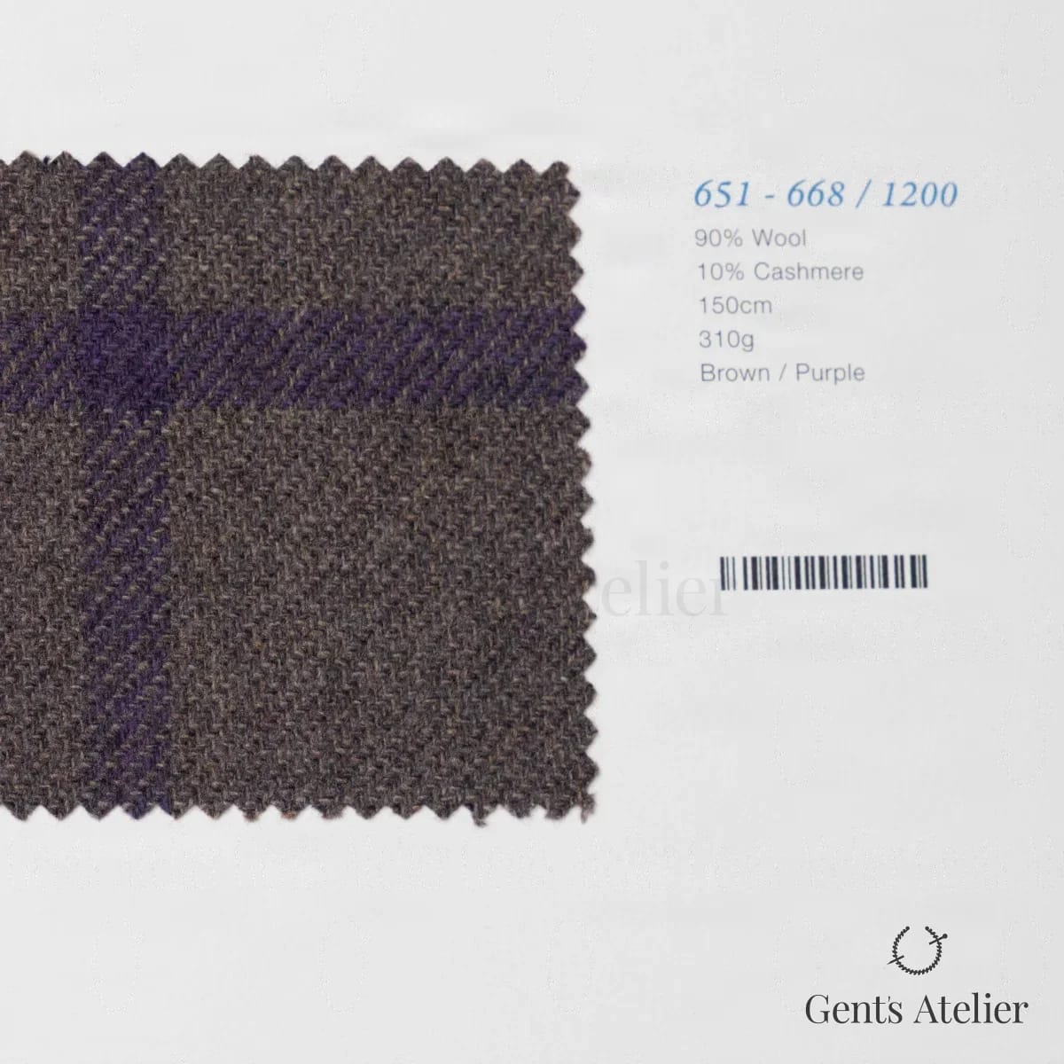 Образец ткани Marzoni 651 - 668 / 1200 с этикеткой — Коричневый / Фиолетовый