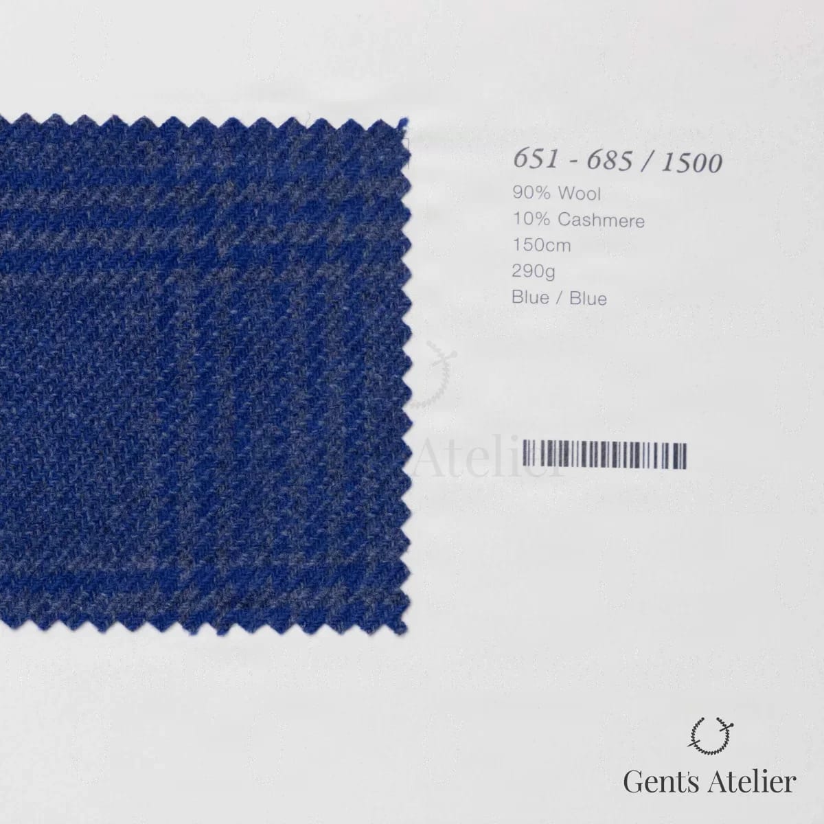 Образец ткани Marzoni 651 - 685 / 1500 с этикеткой — Синий / Синий
