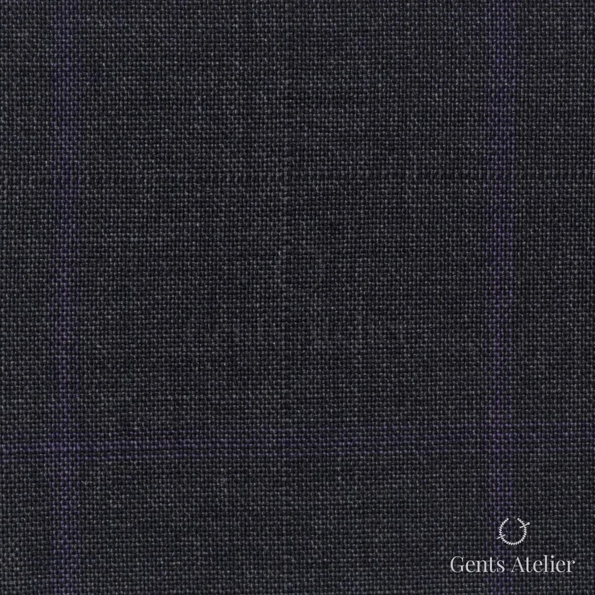 Костюмная ткань Marzoni 608 - 235 / 1500 — Тёмно-серый / Фиолетовый, виндоупейн, 100% шерсть