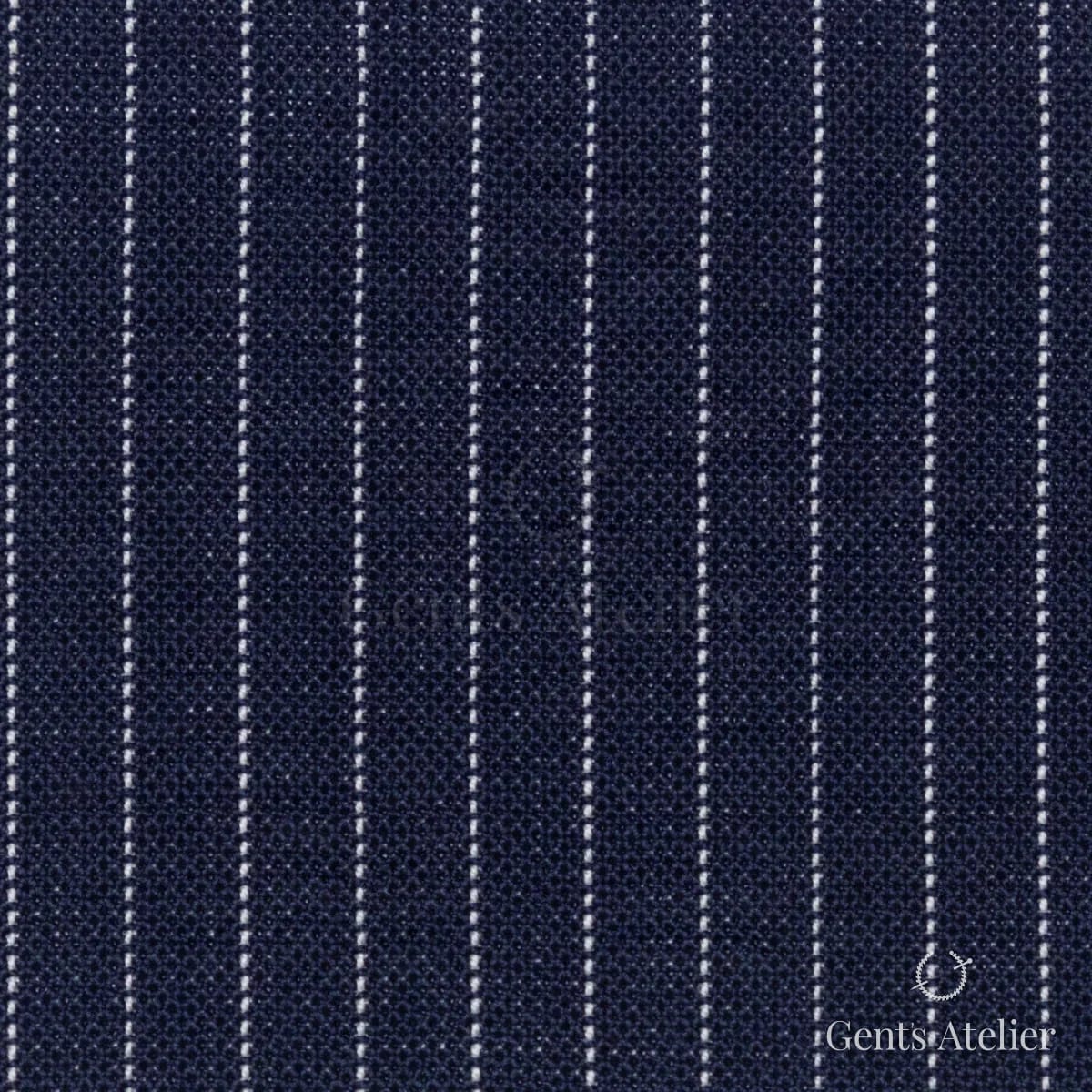 Костюмная ткань Marzoni 619 - 133 / 1000 — Тёмно-синий / Белый, в полоску, 100% шерсть