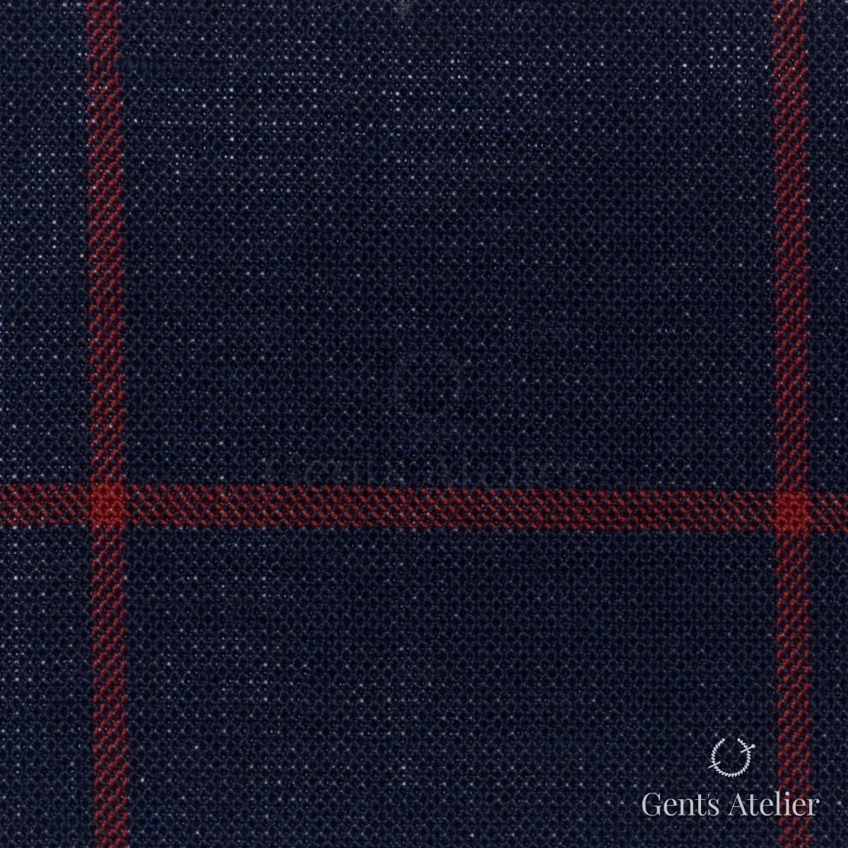 Костюмная ткань Marzoni 619 - 138 / 1000 — Тёмно-синий / Красный, виндоупейн, 100% шерсть