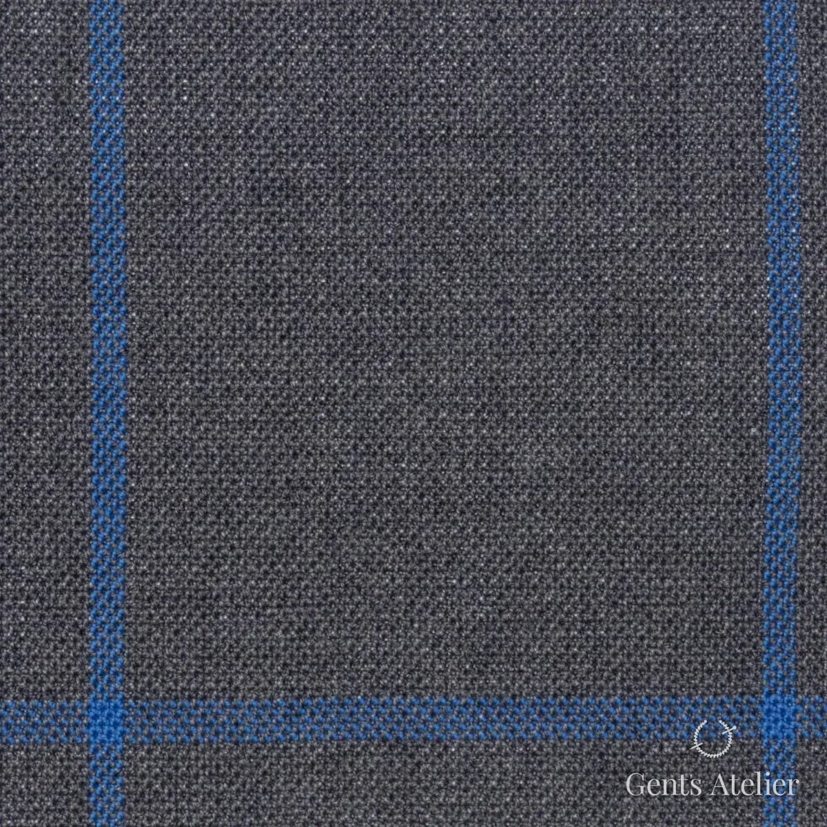 Костюмная ткань Marzoni 619 - 139 / 1000 — Серый / Голубой, виндоупейн, 100% шерсть