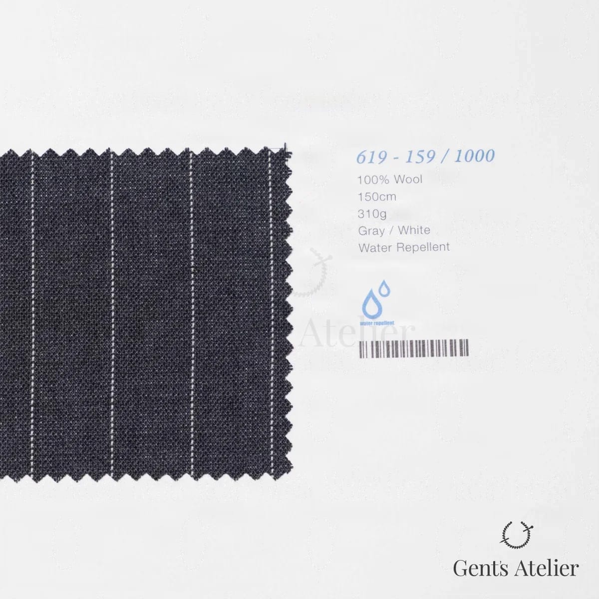 Образец ткани Marzoni 619 - 159 / 1000 с этикеткой — Серый / Белый