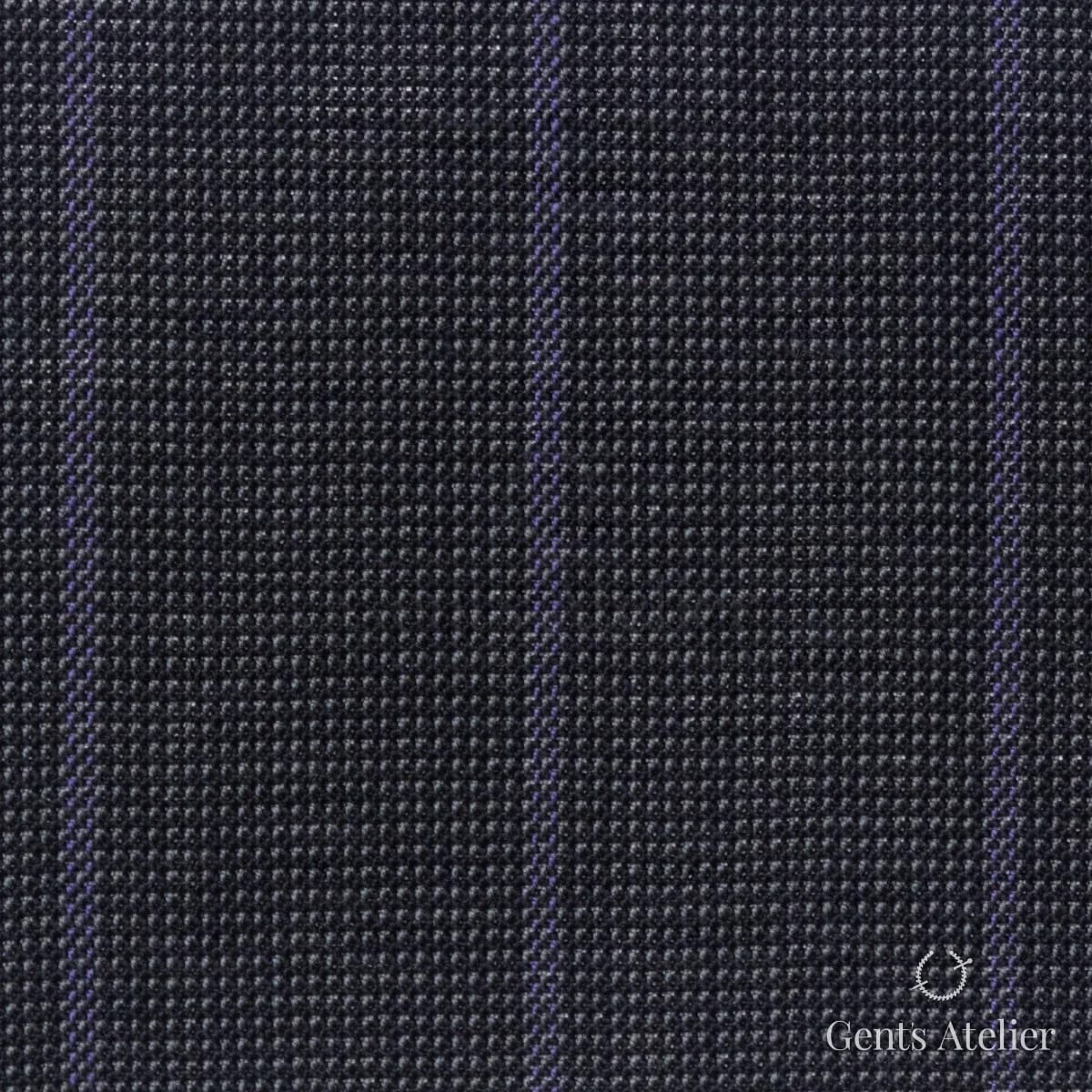 Костюмная ткань Marzoni 619 - 166 / 1000 — Графитовый / Лавандовый, в полоску, 100% шерсть