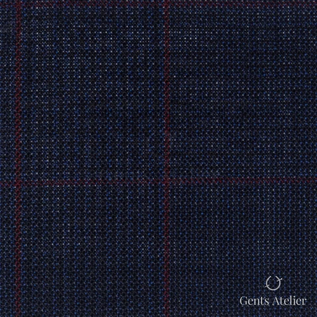 Костюмная ткань Marzoni 619 - 169 / 1000 — Синий / Красный, виндоупейн, 100% шерсть