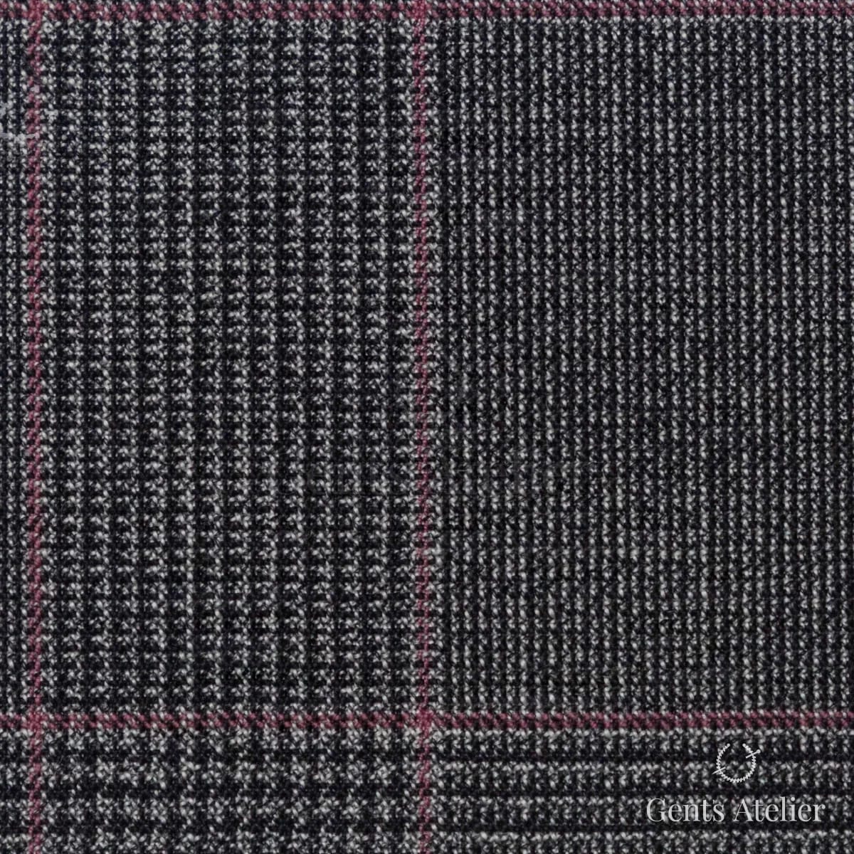Костюмная ткань Marzoni 619 - 170 / 1000 — Тёмно-серый / Розовый, виндоупейн, 100% шерсть